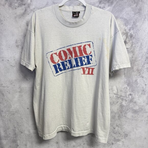 Vintage Comic Relief VII T Shirt Mens XL Robin Williams USA 90s - Picture 2 of 16